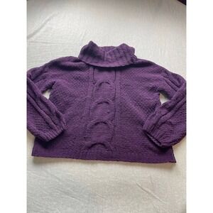 Seven7 Chenille Cable Knit Cowl Neck Sweater Size S Soft Color Blackberry Wine